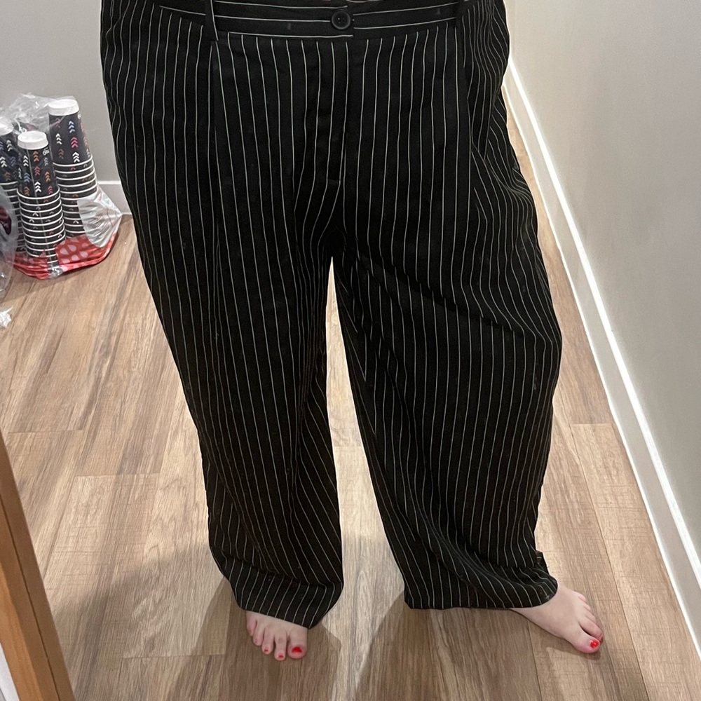 SHEIN Black and White Striped Wide Leg Pants